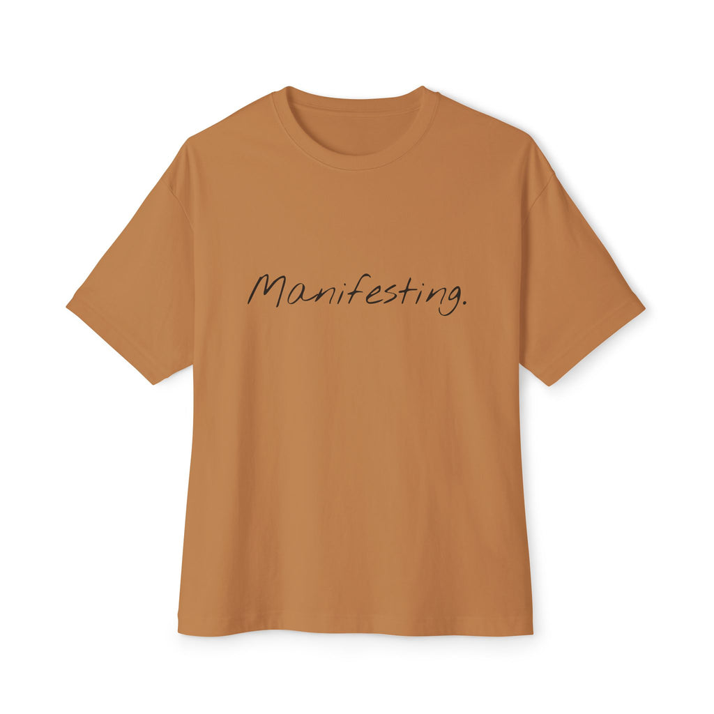 Manifesting Unisex Oversized Boxy Tee, Comfy Casual Tee, Affirmation Shirt, Gift for Her, Relaxed Fit Top, Inspirational Wear