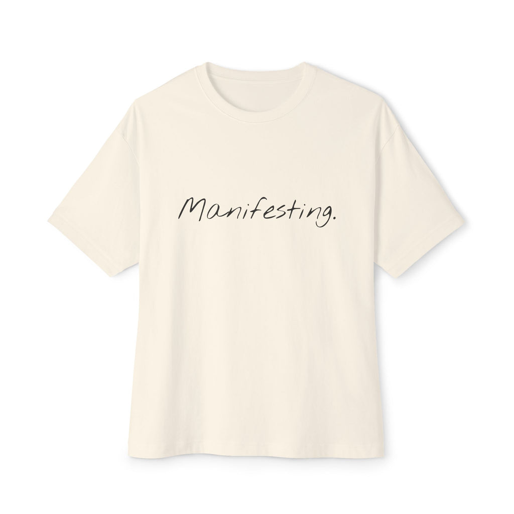 Manifesting Unisex Oversized Boxy Tee, Comfy Casual Tee, Affirmation Shirt, Gift for Her, Relaxed Fit Top, Inspirational Wear